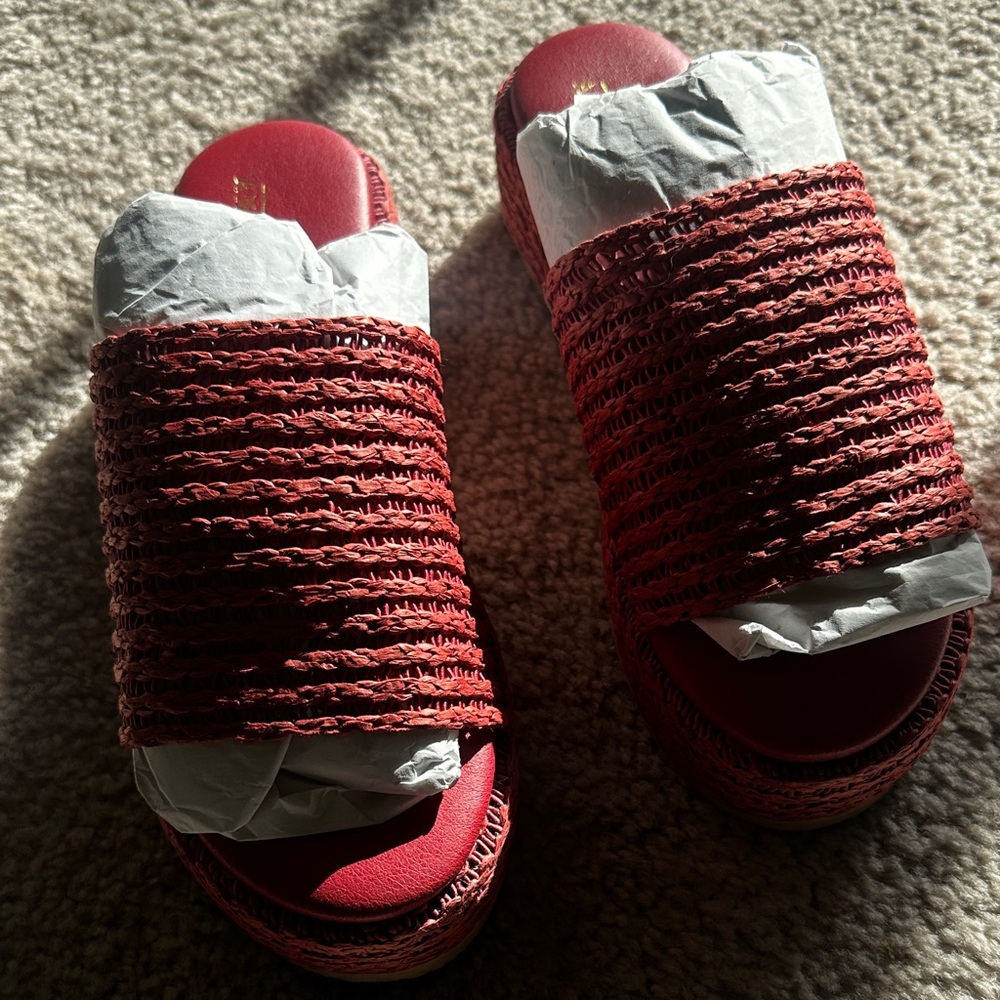 Anthropologie Crimson Woven Sandals